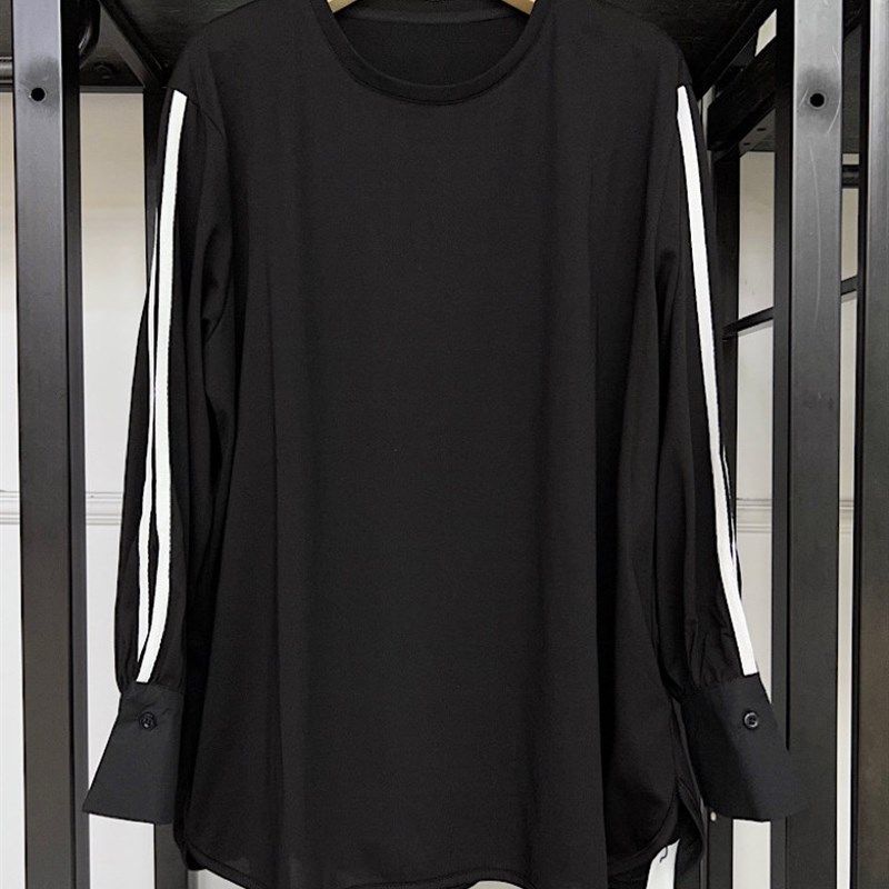 欧版两条扛纯棉T恤女8128设计感衬衫长袖百搭宽松大码2025春季,女装/女士精品,T恤,淘宝优惠券,粉丝福利购,淘宝优惠卷