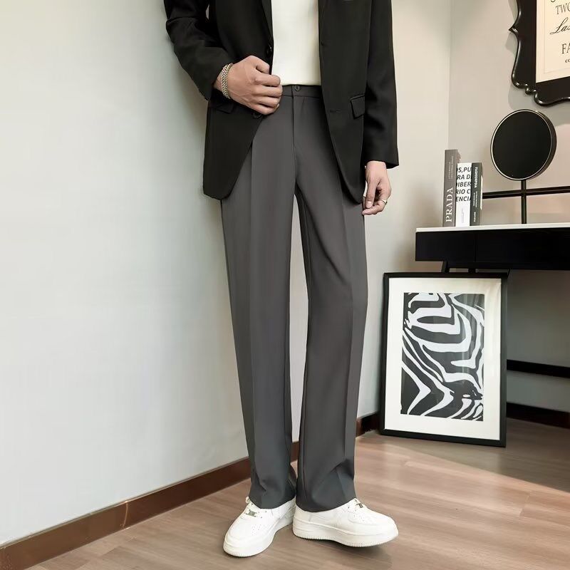 休闲西裤男直筒宽松坠垂感轻熟风春秋季男生九分阔腿长裤