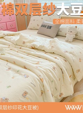 全棉双层纱软糯机洗夏被纯棉被空调被柔软透气吸湿春秋被B0010