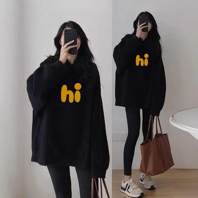 黑色连帽卫衣女款秋冬2025