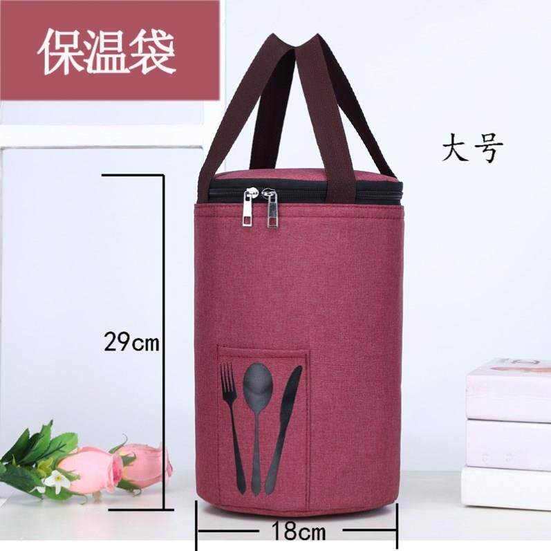 日本进口正品圆形保温饭盒袋手提大号保温桶袋子加厚铝箔保温袋