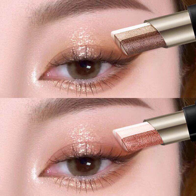 懒人三色渐层眼影棒防水耐汗一抹成型桃色眼影眼影笔卧蚕适合新手