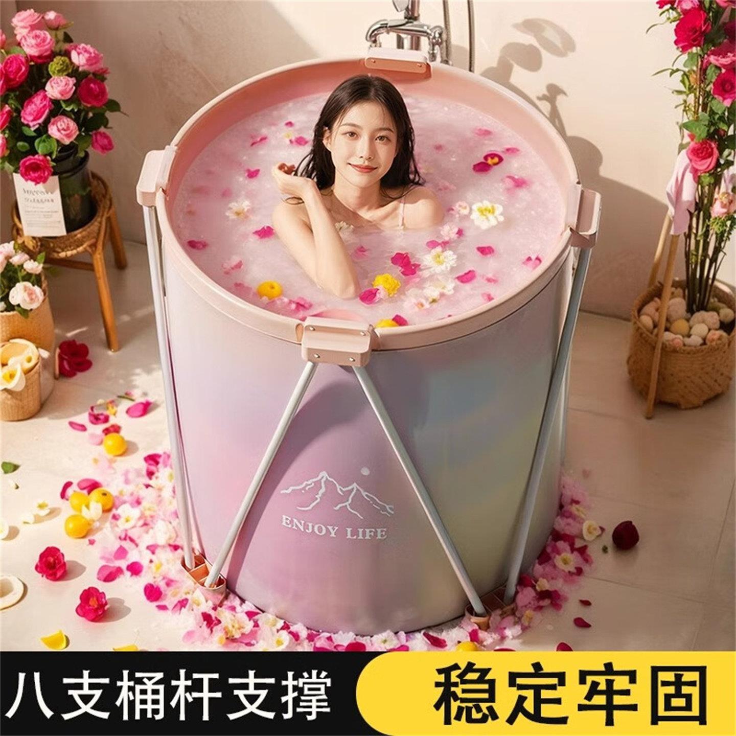 德式高端多功能泡澡桶大人家用可折叠浴桶洗澡桶成人全身浴缸