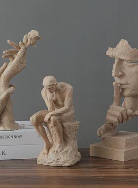 北欧现代创意沉默是金工艺品摆饰抽象人物办公室客厅艺术品装饰品