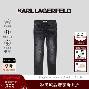 刺绣牛仔裤 棉 夏季 新款 KARL 老佛爷男装 LAGERFELD卡尔拉格斐