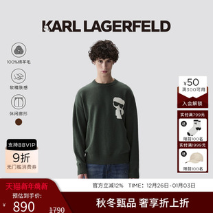 冬季 新款 长袖 KARL 老佛爷男装 100%绵羊毛 套头衫 高级 LAGERFELD
