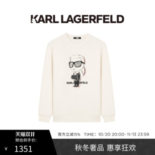 KARL LAGERFELD卡尔拉格斐冬季经典时尚涂鸦风圆领卫衣老佛爷男装