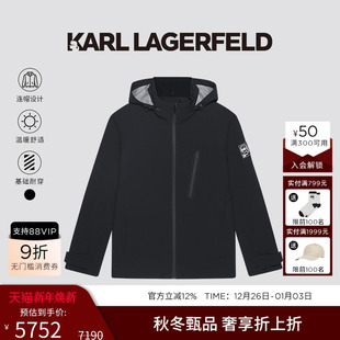 高级 老佛爷男装 KARL LAGERFELD机能风户外连帽羽绒服男25秋冬新款
