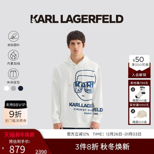 老佛爷男装 KARL 印花连帽卫衣25秋冬新款 加绒锁温 潮 LAGERFELD