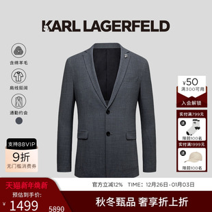 西装 男士 外套老佛爷卡尔 LAGERFELD绵羊毛后开衩西服商务正装 KARL