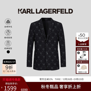 商务休闲高级老佛爷卡尔 外套男士 KARL LAGERFELD绵羊毛满印西装