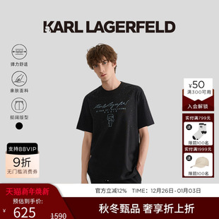 草签带钻轻奢短袖 棉 T恤25夏季 新品 KARL 老佛爷男装 LAGERFELD