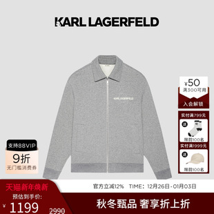 针织翻领拉链卫衣25秋冬新品 商场同款 老佛爷男 LAGERFELD KARL