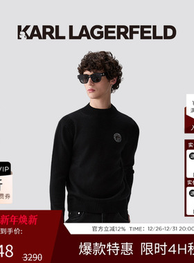 【绵羊毛】KARL LAGERFELD卡尔拉格斐25秋新品卡通头像LOGO套头衫