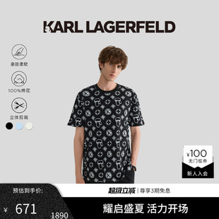 亲肤设计感短袖 纯棉 LAGERFELD 新款 老佛爷男装 T恤夏季 KARL
