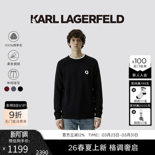男女同款 KARL 新款 26年春季 潮 LAGERFELD100%绵羊毛商务休闲针织衫