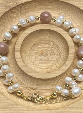 夏季清新度假风天然淡水珍珠编织手链小精致送女友送闺蜜