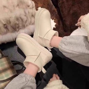 面包鞋雪地靴女2025新款冬季女鞋厚底防水防滑加绒保暖白色棉鞋子