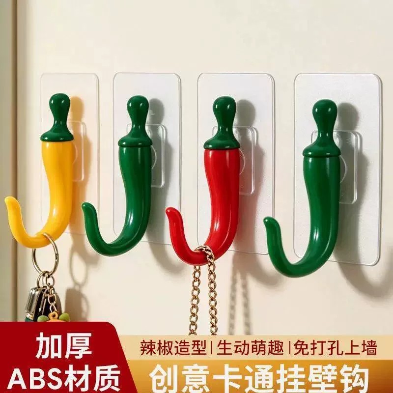 创意小辣椒门后免打孔衣帽钩
