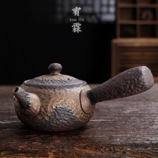 鎏金古早烧泡茶壶粗陶手把壶陶瓷茶具手工泡茶器单壶家用大号复古