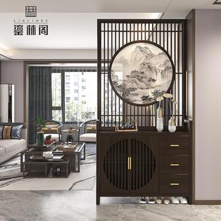 进门玄关隔断柜客厅屏风入户门鞋 新中式 柜家用遮挡木格栅现代简约