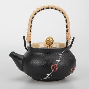 黑陶提梁壶泡茶壶单个复古泡茶器家用色釉功夫茶具水壶 200ml日式