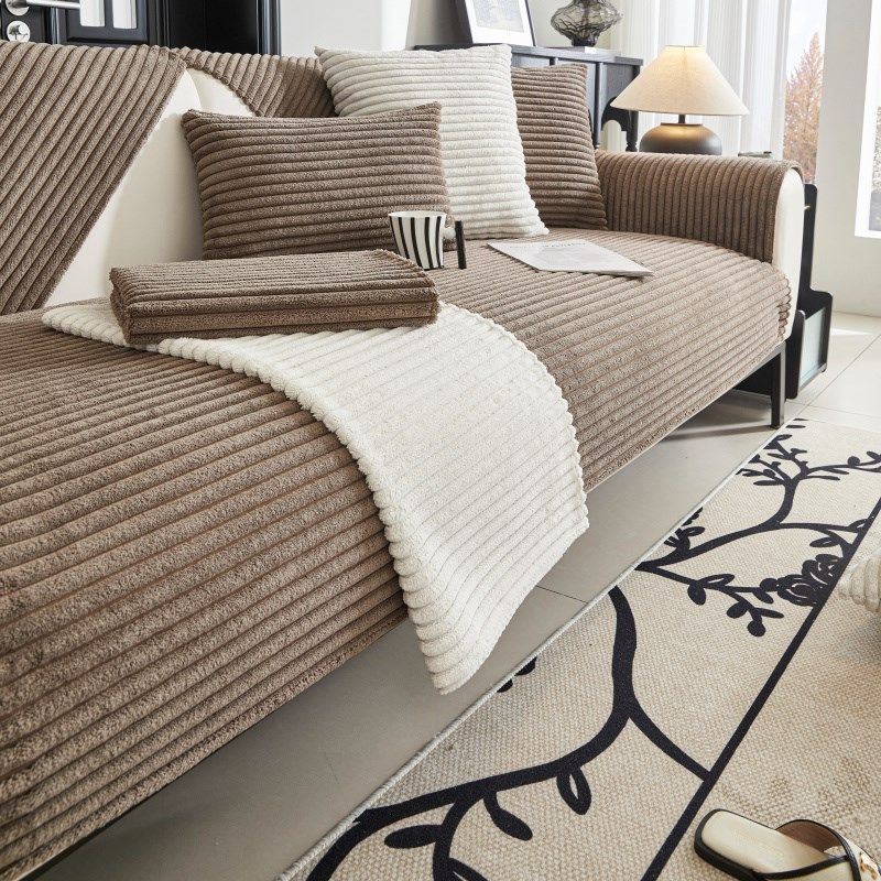 沙发垫冬季毛绒纯色沙发坐垫简约现代沙发套罩加厚防滑靠背盖布巾,居家布艺,沙发垫,淘宝优惠券,粉丝福利购,淘宝优惠卷