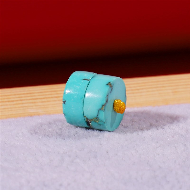 原矿天然湖北绿松石散珠直切隔片隔珠10mm*4mmT 绿松石垫片 桶