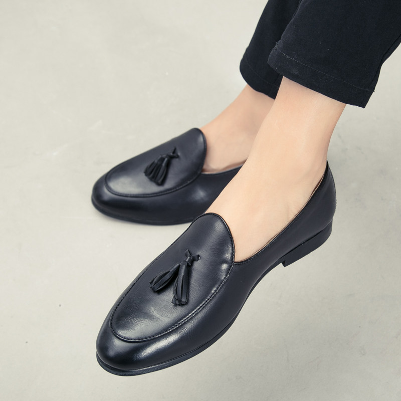 2021夏季新款男士尖头小皮鞋英伦韩版豆豆鞋懒人套脚发型师皮鞋潮,流行男鞋,休闲皮鞋,淘宝优惠券,粉丝福利购,淘宝优惠卷