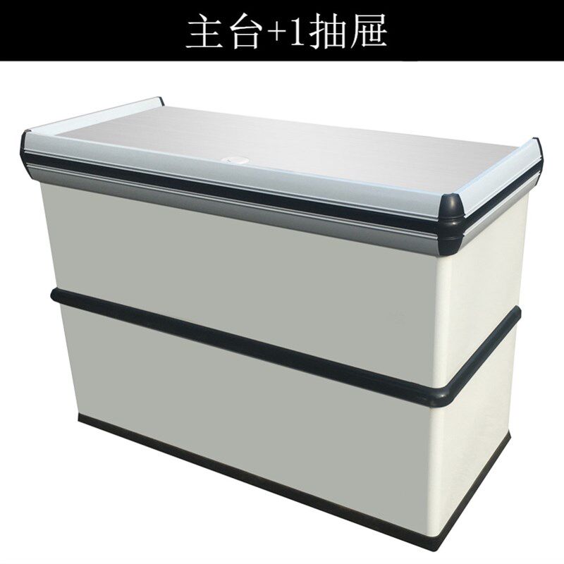 超市转角白色收款台不锈钢生鲜直台便利店金属水果店配抽屉收银柜
