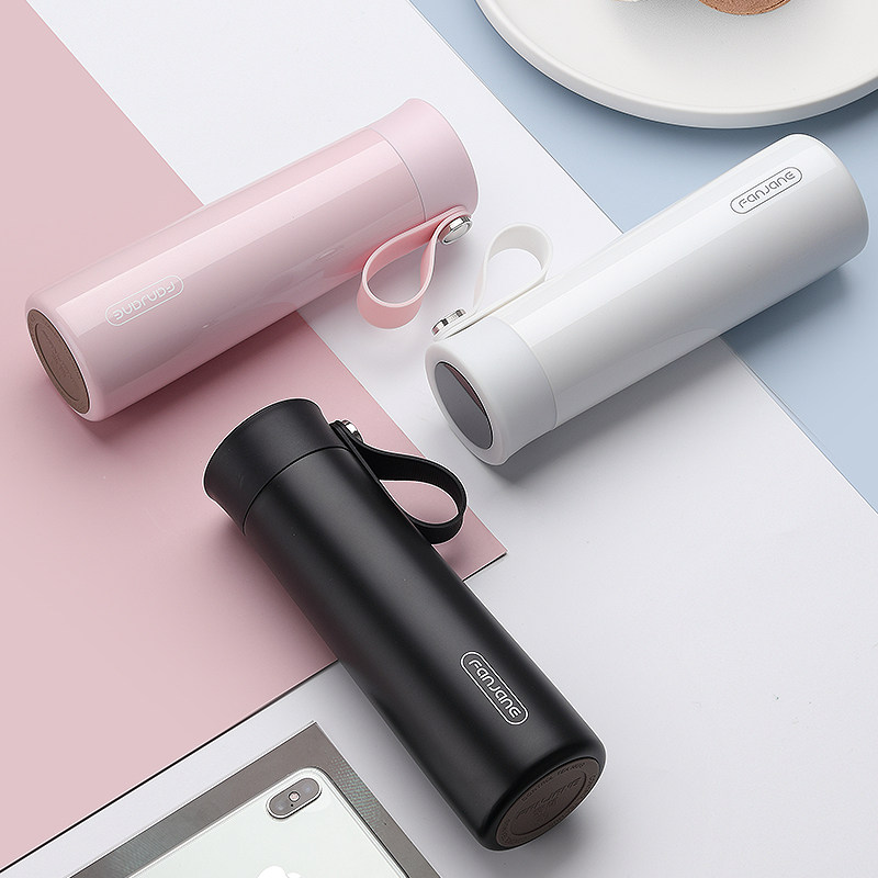 智能保温杯男女可爱简约便携网红温度显示水杯提醒喝水情侣定制杯