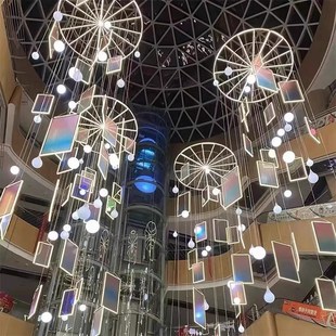 饰水滴灯球灯光大厅吊挂商业定制 商场中庭吊饰美陈天井中空吊顶装