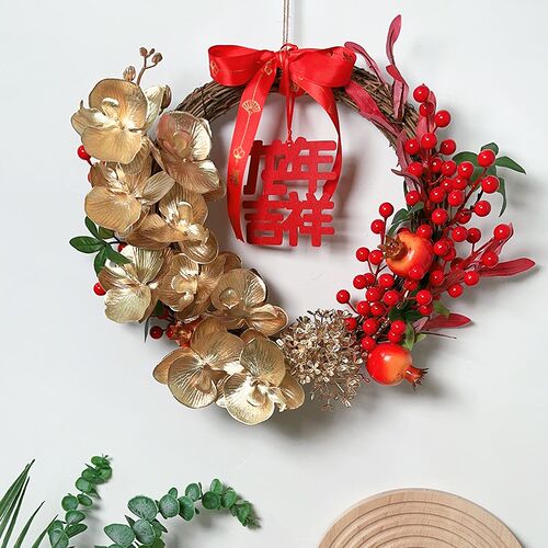 新品!2024龙年花环挂件福字客厅门上电视背景墙面喜庆装饰品挂饰