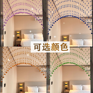客厅卧室厨房化妆室玄关葫芦珠子结婚免打孔 水晶门帘珠帘隔断新款