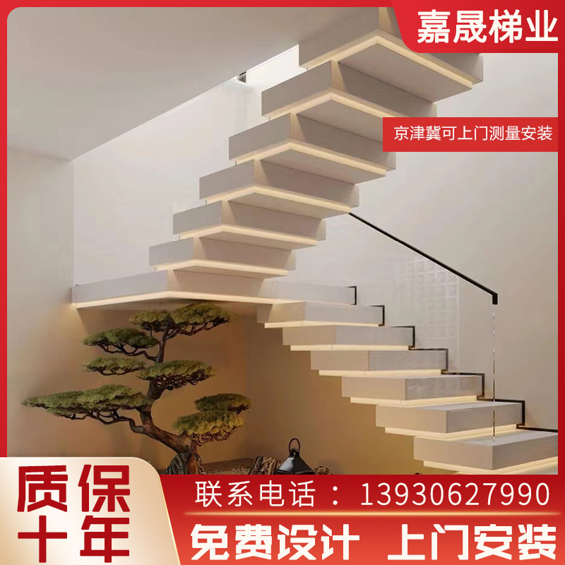室内整体旋转g玻璃楼梯扶手自建房玻璃护栏复式阁楼别墅跃层定制