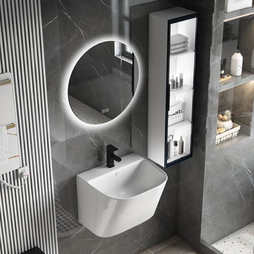 一体陶瓷洗脸盆挂墙式小户型阳台家C用卫生间洗漱台洗手盆深度16C