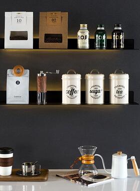 样板间厨房橱柜咖啡系列层架组合摆件装饰品咖啡豆储物罐瓶杯道具