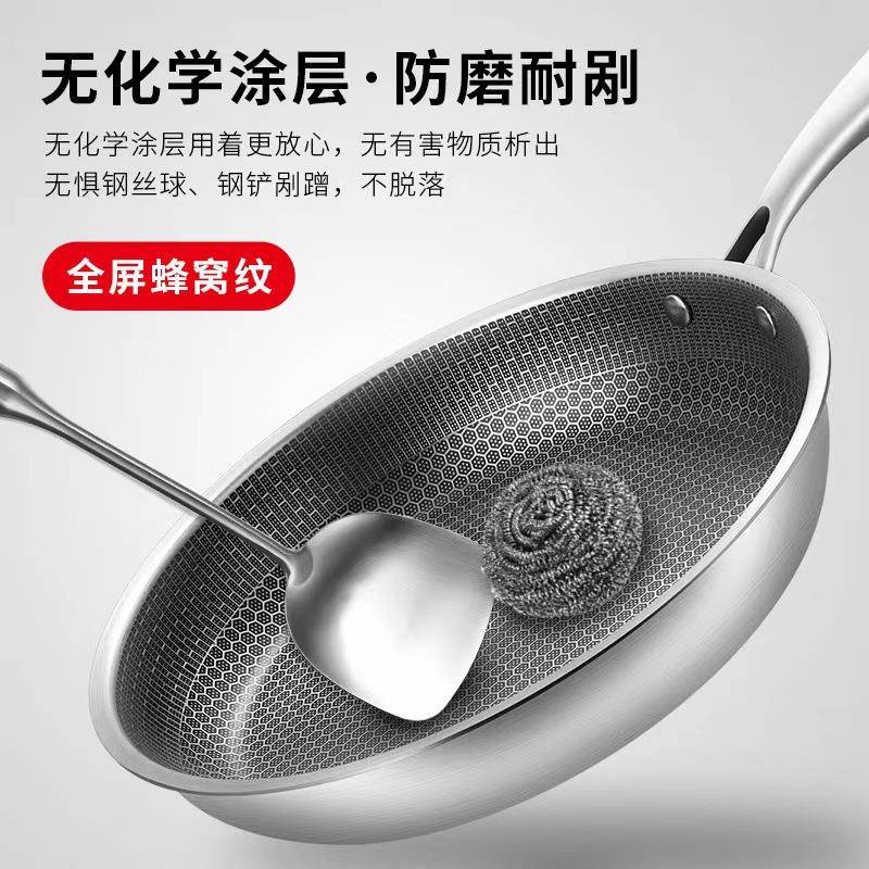 跨境不锈钢蜂窝煎锅不沾锅全面屏煎蛋锅煎牛排锅具平底锅煎盘