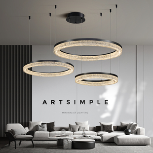 全铜客厅吊灯轻奢高级感简约大气高端圆桌饭厅灯意式极简客厅主灯