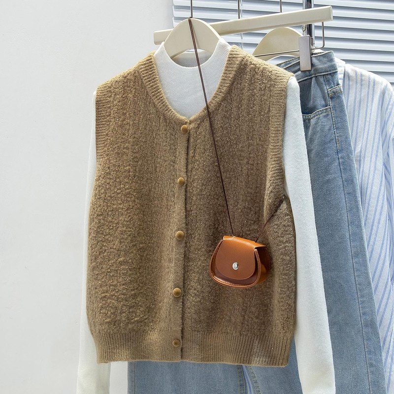 棉茧韩系显白针织马甲女2025软