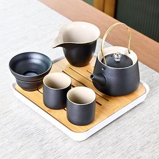 便携式 家用黑陶一壶二杯整套功夫茶具小套装 旅行茶壶茶滤茶杯茶盘