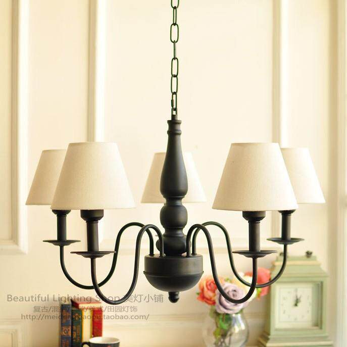 客厅灯美式乡村卧室灯简约家装灯具布艺铁艺灯饰书房创意简约吊灯,家装灯饰光源,智能吊灯,淘宝优惠券,粉丝福利购,淘宝优惠卷