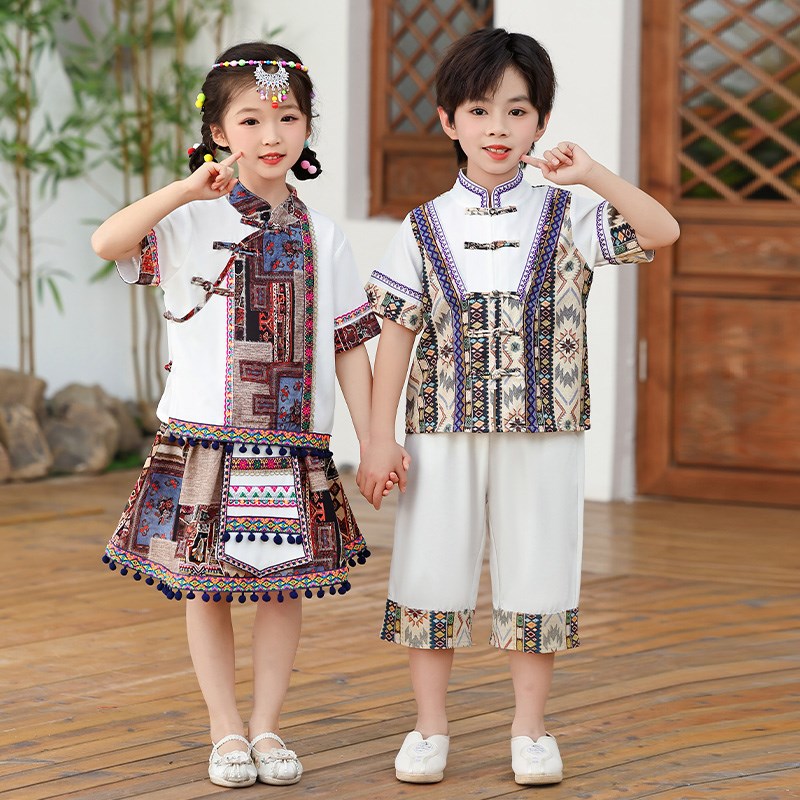 儿.童春夏季少数民族苗族服幼儿园园服三月三壮族T套装六一表演服