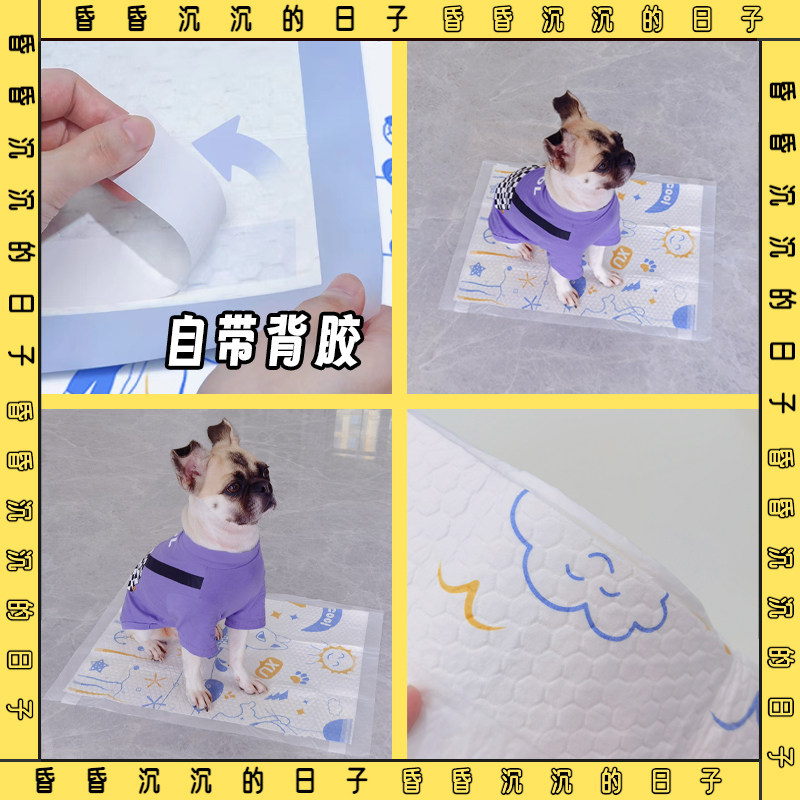 宠物尿垫狗狗印花尿片带背胶可黏贴固F定无痕加厚吸水防撕咬狗厕