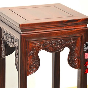 印尼黑酸枝红木花架雕花中式实木客厅花架阔叶黄檀花架红木大花几