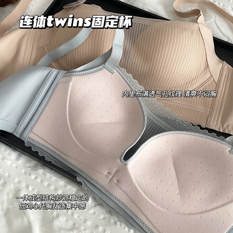 新款黑色蕾丝抹胸防走光内衣女聚拢小胸春夏季裹胸文胸三排扣胸罩