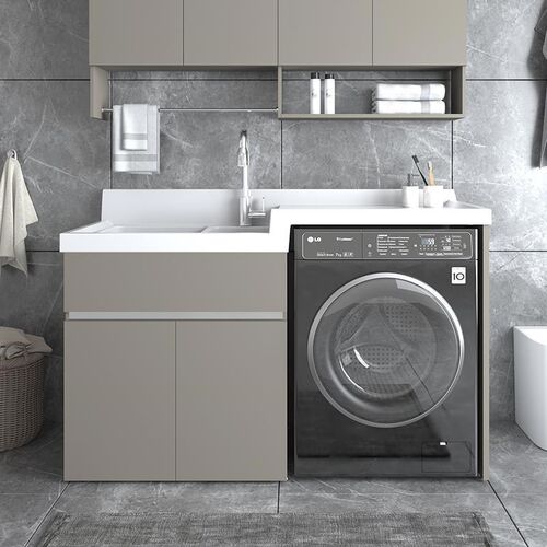 新款不锈钢洗衣柜阳台洗衣机一体柜组合洗衣机柜滚筒伴侣带搓