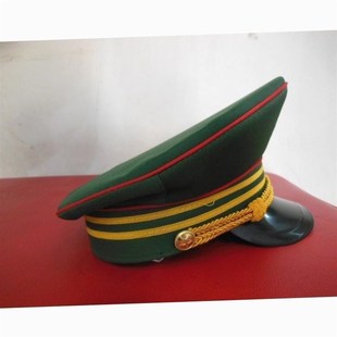 老式成人军绿色大盖帽军训男女军乐队演出帽87式士官军官大檐