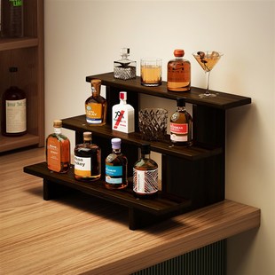 桌面小酒架置物架迷你吧台酒柜洋酒展示架阶梯式陈列架多层收纳架