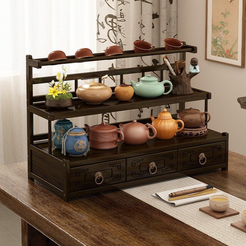 桌面博古架中式小型茶具茶叶置物架非实木茶桌紫砂壶摆件收纳架子,住宅家具,多宝格/博古架,淘宝优惠券,粉丝福利购,淘宝优惠卷